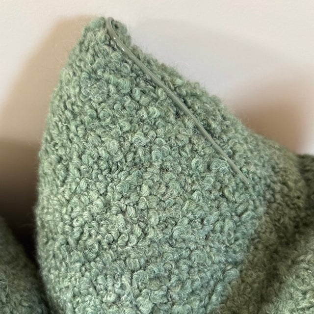 Pair of Holly Hunt Mint Boucle Pillows 20” For Sale - Image 4 of 7