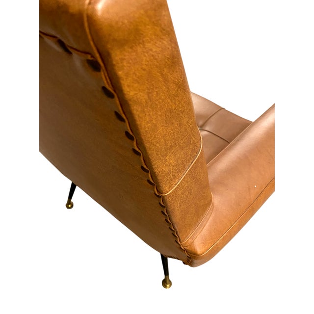 1960s Vintage Cubist Leather Lounge Chair For Sale - Image 5 of 16