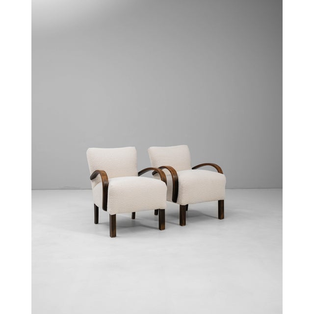 Wood 1950s Czech Cocktail Upholstered Armchairs H-237 By J. Halabala - A Pair For Sale - Image 7 of 18