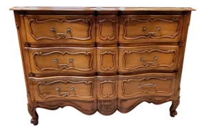 Louis XV Style Crossbow Chest of Drawers in Cherrywood, 1920s