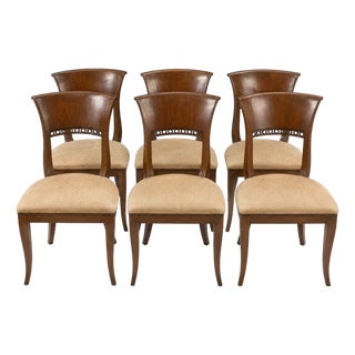 Late 18th Century Set of Six Italian Walnut Directoire Chairs For Sale