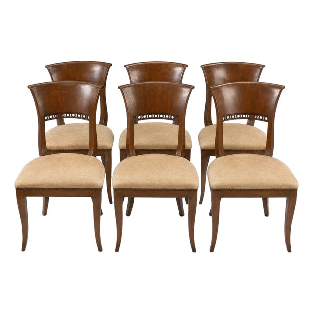 Late 18th Century Set of Six Italian Walnut Directoire Chairs For Sale