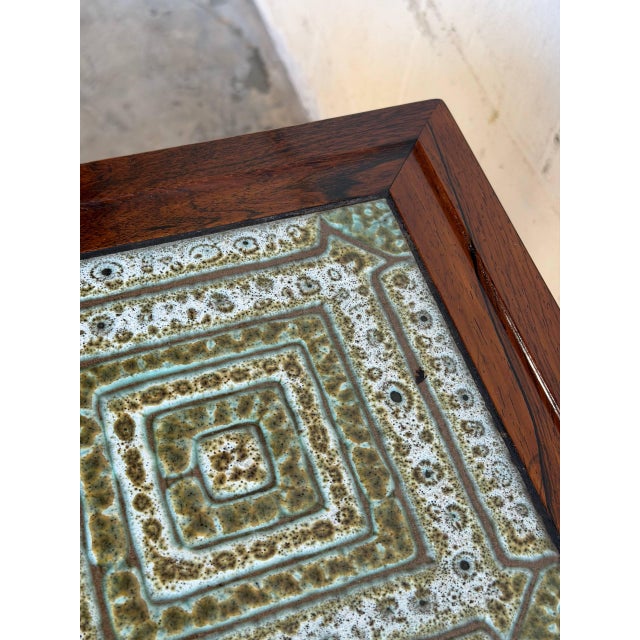 Rosewood Square Tile-Top Side Table Danish Mid-Century Modern 1960s For Sale - Image 10 of 12
