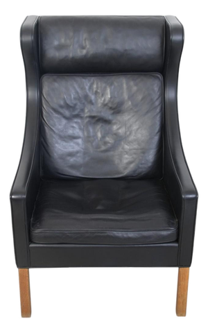 2204 Wing Chair in Black Leather by Børge Mogensen, 2020