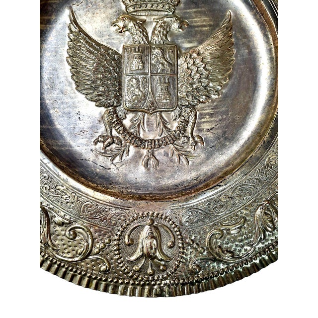 Silver 19th-Century Russian Silver Plate Coat of Arms Plaque For Sale - Image 8 of 10