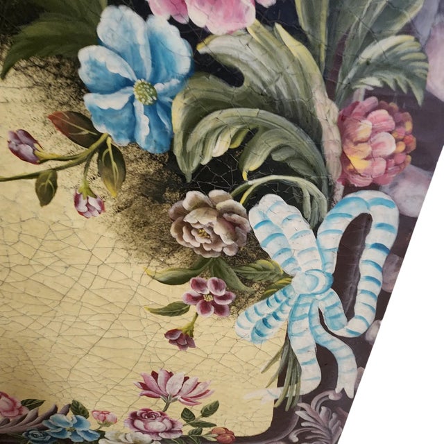 Vintage Hand-Painted Italianate Floral 3-Panel Dressing Screen Room Divider For Sale - Image 18 of 18