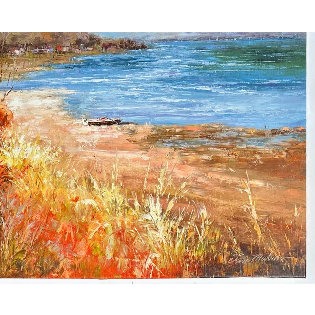 Impressionist Coastal Shoreline Landscape, Original Oil Painting by Jan Matino For Sale - Image 3 of 5