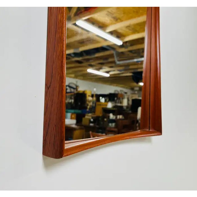 Wood Danish-Modern Pedersen & Hansen Style Teak Wall Mirror by Asbjorn-Mobler For Sale - Image 7 of 10