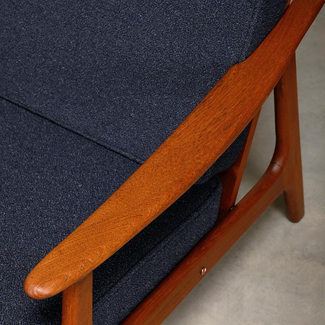 Scandinavian Modern Lounge Chairs in Teak and Dark Blue Bouclé Fabric, 1960s, Set of 2 For Sale - Image 16 of 18