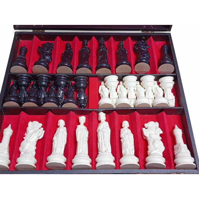 Mid 20th Century Medieval E.S. Lowe Chess Set With Large Wooden Board- 33 Pieces For Sale - Image 10 of 12