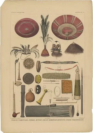 Temminck, Tools from Borneo, Indonesia, 1840, Print
