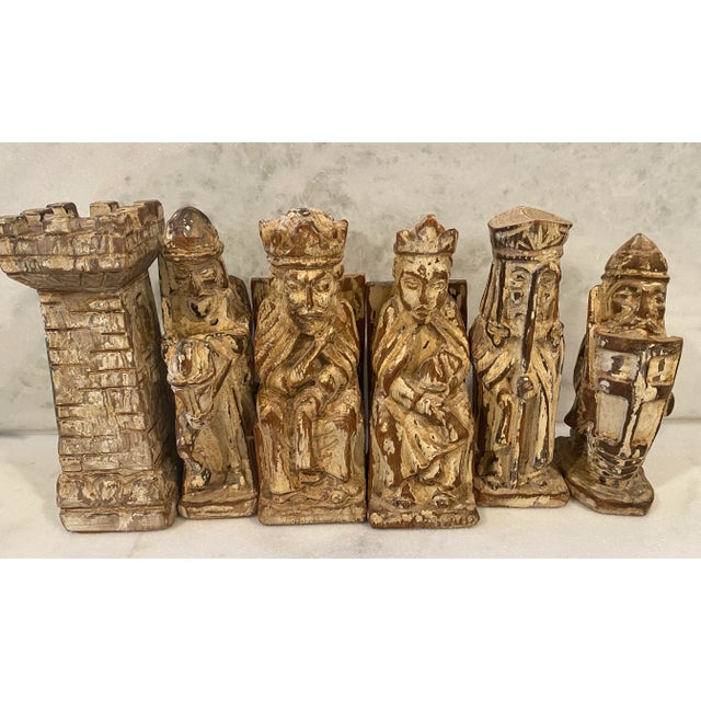 Late 19th Century Large Antique Hand Carved Wood Chess Pieces For Sale - Image 5 of 13