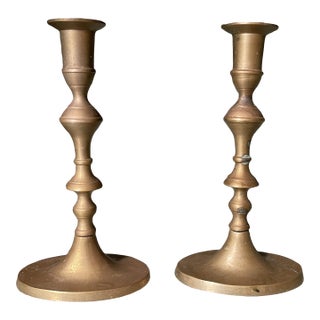 Vintage Brass Candle Holders - a Pair For Sale