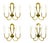 Ivory Metal and Brass Four-Light Wall Lamps, 1950s, Set of 4 For Sale