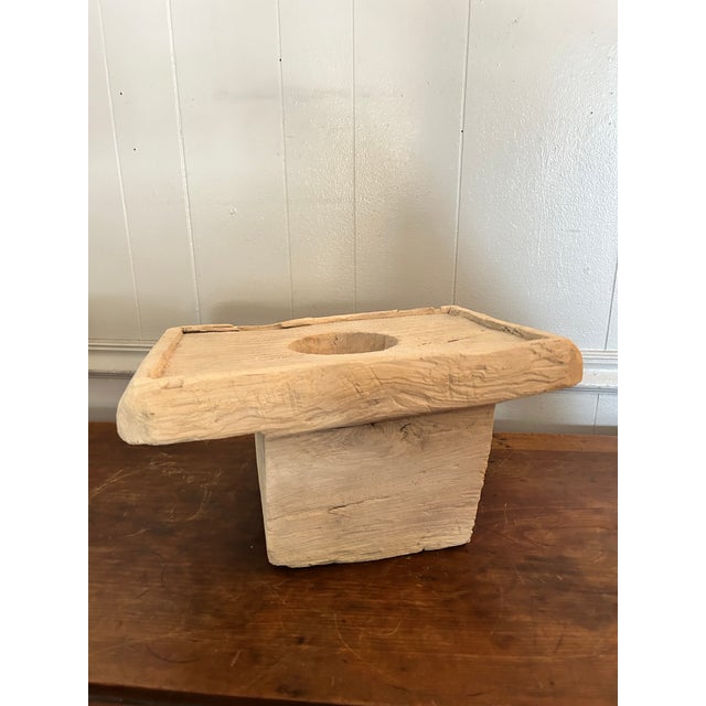 Mid-Century Modern Large Southeast Asian Carved Wood Rice Pounder Mortar For Sale - Image 3 of 13