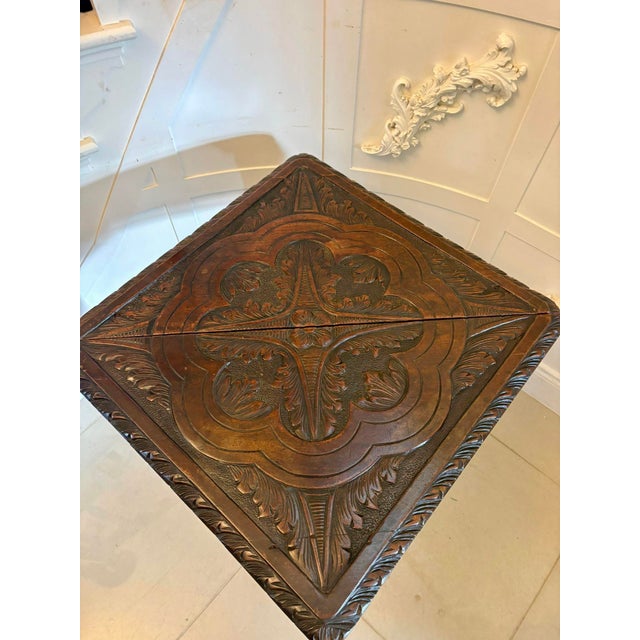 Antique George III Carved Mahogany Folding Corner Table, 1800 For Sale - Image 11 of 15