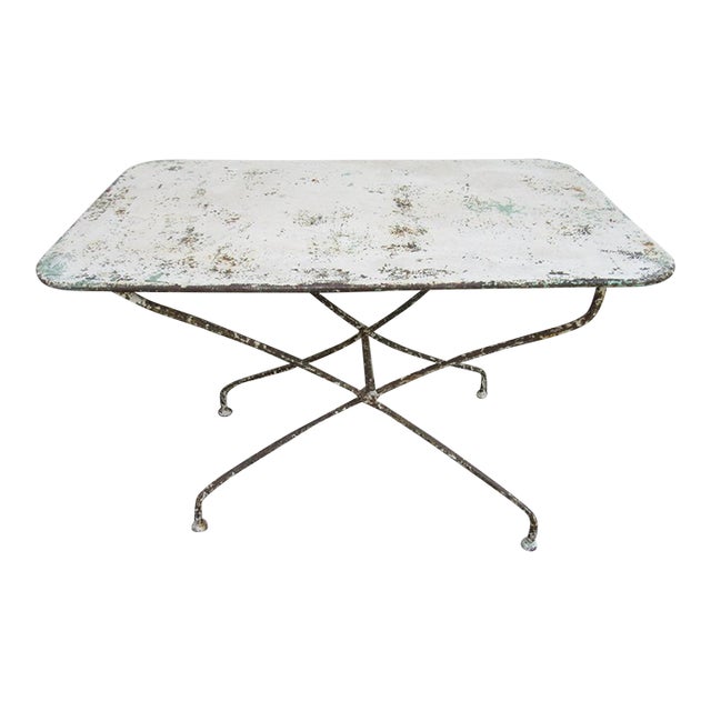 Antique Painted French Folding Iron Table For Sale