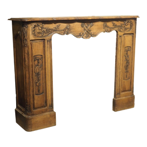Circa 1870 French Walnut Fireplace Mantel With Trophies of Music and the Arts