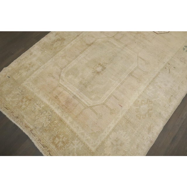 Textile Vintage Zabihi Collection Pale Turkish Oushak Wide Runner - 4'8" x 12'4" For Sale - Image 7 of 12