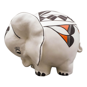 Mid 20th Century Acoma Pueblo Native American Rlc Signed Vintage Elephant Pottery Figurine Effigy