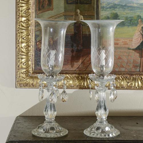 Glass Candlestick Lights, Set of 2 For Sale - Image 9 of 9