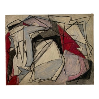 1950's John Perkins Oil on Board Abstract Cubist For Sale