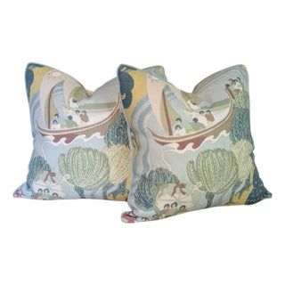 Schumacher Pearl River Blue 22" Pillows - Set of 2 For Sale