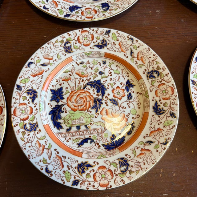 Set of 12 Vintage Imari Chinoiserie Luncheon Plates, Burleigh Ware, England, 9" For Sale - Image 13 of 18