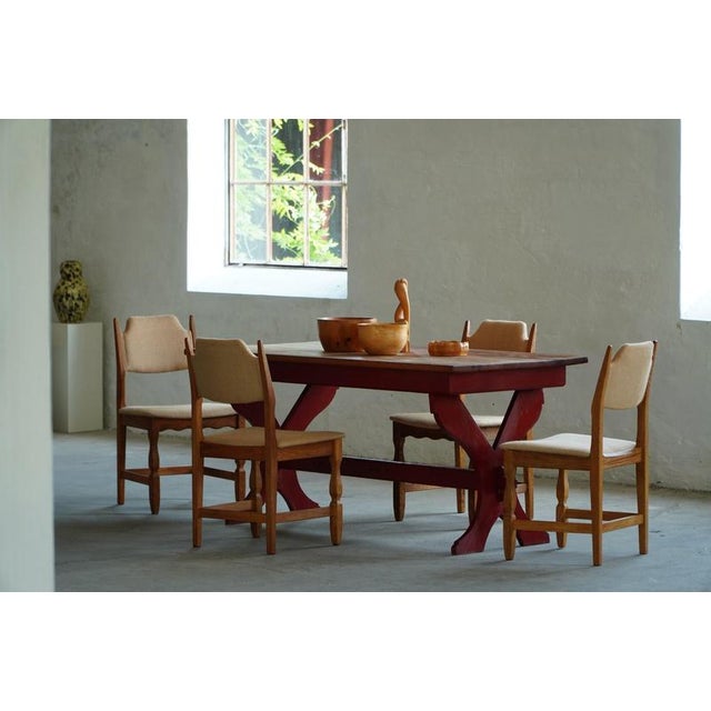 Mid-Century Modern Oak & Hessian Dining Chairs from Henning Kjærnulf, 1960s, Set of 8 For Sale - Image 16 of 18