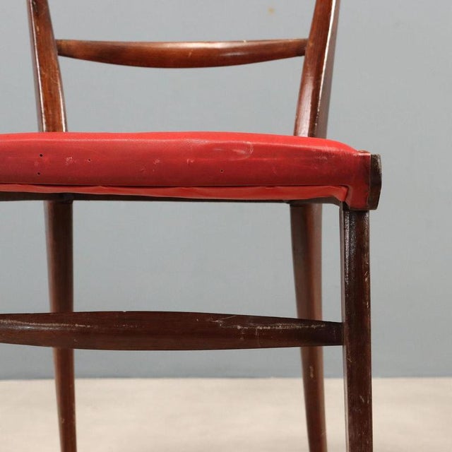 Vintage Beech and Leatherette Chairs, Italy, 1950s, Set of 4 For Sale - Image 6 of 10