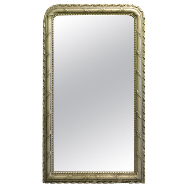 Gold Tall French Louis Philippe Wall Mirror in Silver Gilt For Sale - Image 8 of 8