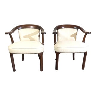 Barrel Back Mahogany Side Chairs Set of 2 For Sale