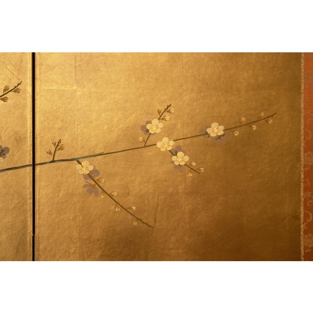 "Mejiro and Sakura", 1970s Showa Era Japanese Byobu Screen For Sale - Image 13 of 18