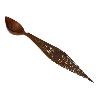 A Persian Qajar Hand Carved Wooden Sherbet Spoon. Iran, Circa 1880 For Sale