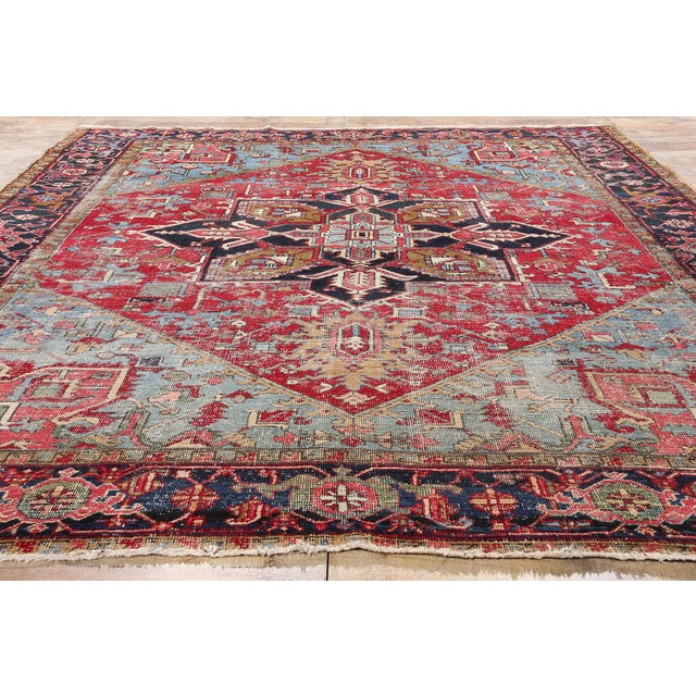 Red Antique Persian Heriz Rug - 08'07 X 11'00 For Sale - Image 8 of 9