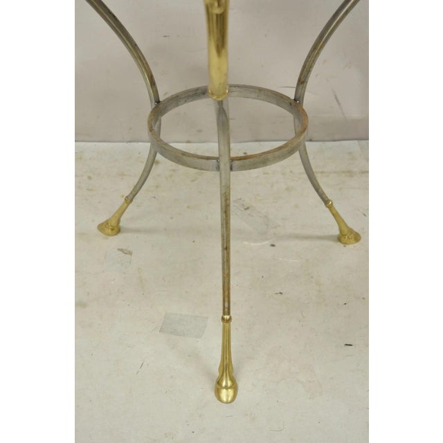 Neoclassical Late 20th Century Italian Neoclassical Brass Rams Head Round Marble Steel Gueridon Side Table For Sale - Image 3 of 12