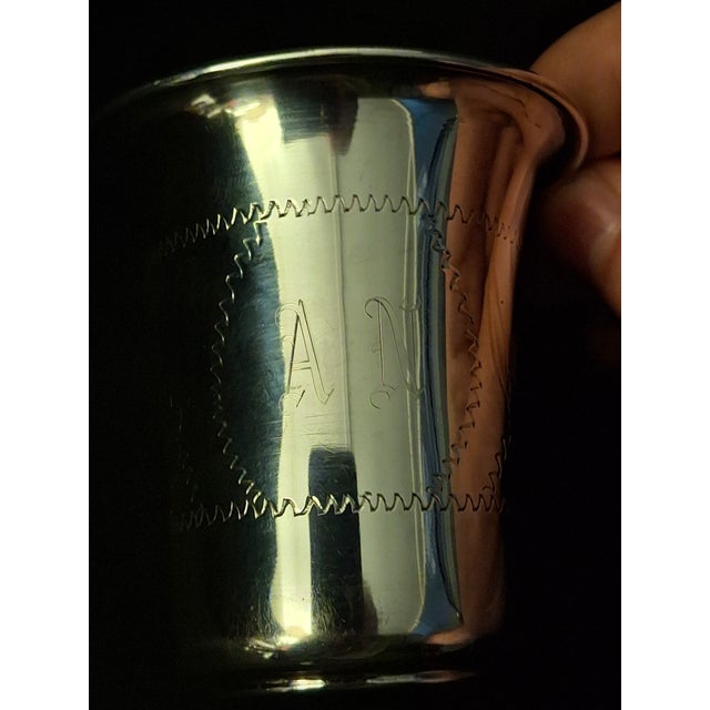 Silver Vintage Sterling Silver Kiddush Beaker Cup Star of David Monogrammed For Sale - Image 8 of 18
