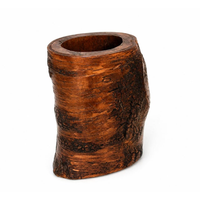 Late 19th Century Antique Whole Root Solid Wood Brush Pot Vase Jar 15.75 Lb For Sale - Image 5 of 17