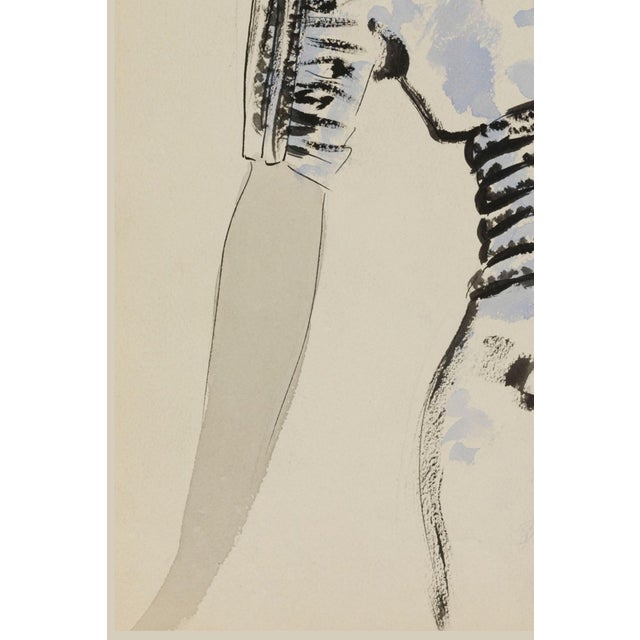 Vintage French Fashion Art Print – Art Deco Fur Trim Dress Illustration, 36" X 48" For Sale In Buffalo - Image 6 of 8