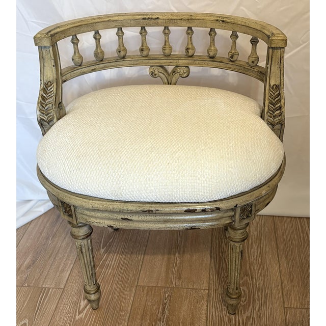 Vintage French Style Vanity Stool For Sale - Image 9 of 17