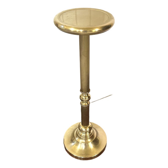 1980’s, Vintage, Polished Brass, Display/Pedestal Stand, Fluted Columns and a Stepped-Circular Base, Weighted, 28” Tall For Sale