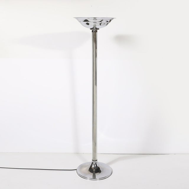 Pair of Art Deco Machine Age Chrome and Glass Rod Torchieres For Sale - Image 14 of 17