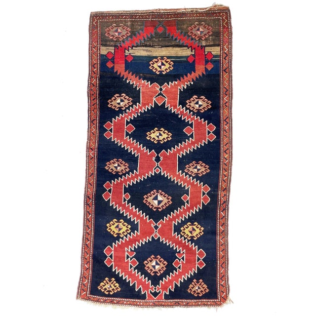 1930s Caucasus Mountains Geometric Karabagh Run, 4.1 x 8.3 For Sale - Image 11 of 11