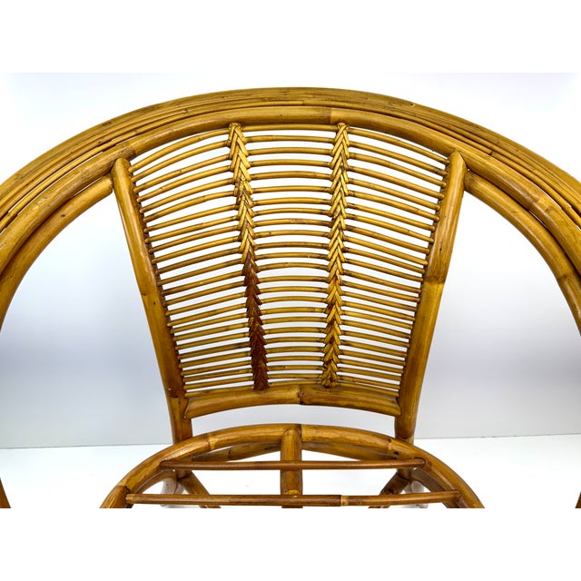 Wood Vintage Bent Bamboo & Rattan Lounge Chair in the Style of Franco Albini For Sale - Image 7 of 13