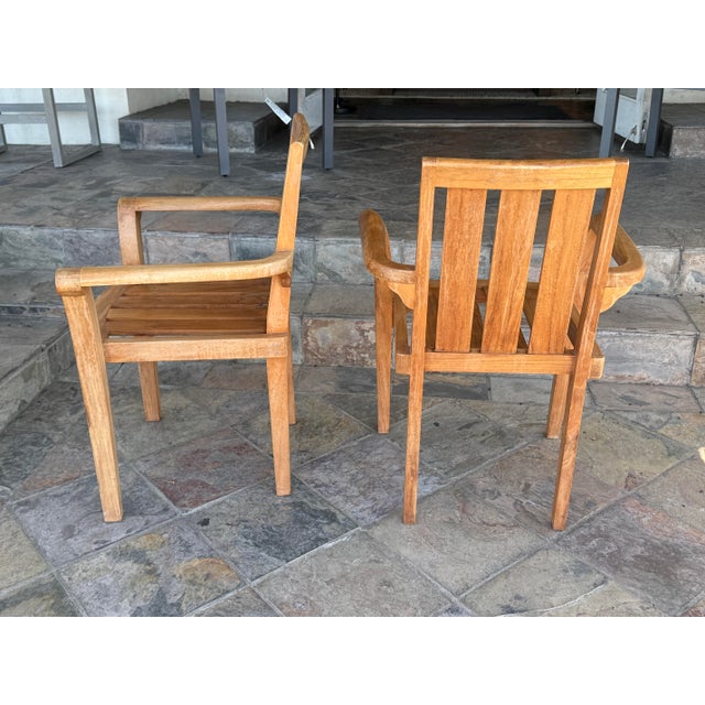 Ash & Ember Sage Teak Wood Outdoor Chairs, Pair For Sale - Image 10 of 12