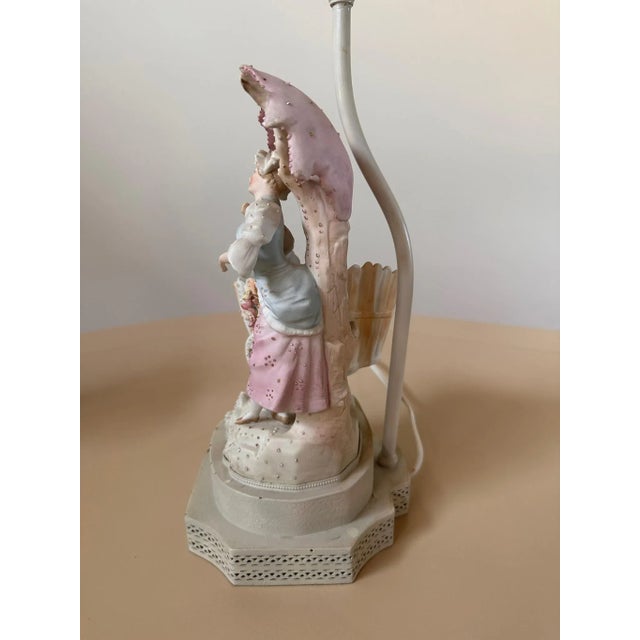 White Pair of Antique Bisque Electric Table Lamps For Sale - Image 8 of 12