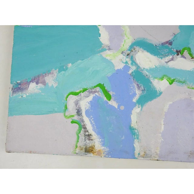 Vintage Mid 20th Century Abstract Blue Lavender Painting For Sale In Seattle - Image 6 of 8