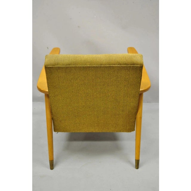 Vintage Mid Century Modern Blonde Wood Paul McCobb Style Paddle Arm Lounge Chair For Sale - Image 10 of 12