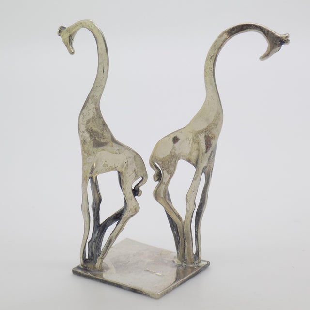 Italian Vintage Italian Handmade Genuine Silver Modern Design Giraffes Figurine Miniature For Sale - Image 3 of 8