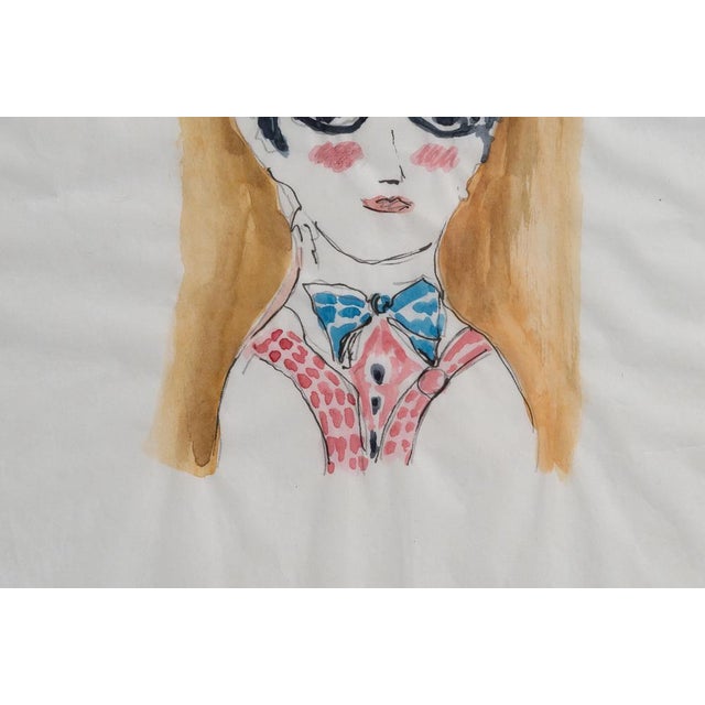 Paper Gio Ponti, Portrait of a Girl, 1950s, Drawing For Sale - Image 7 of 10